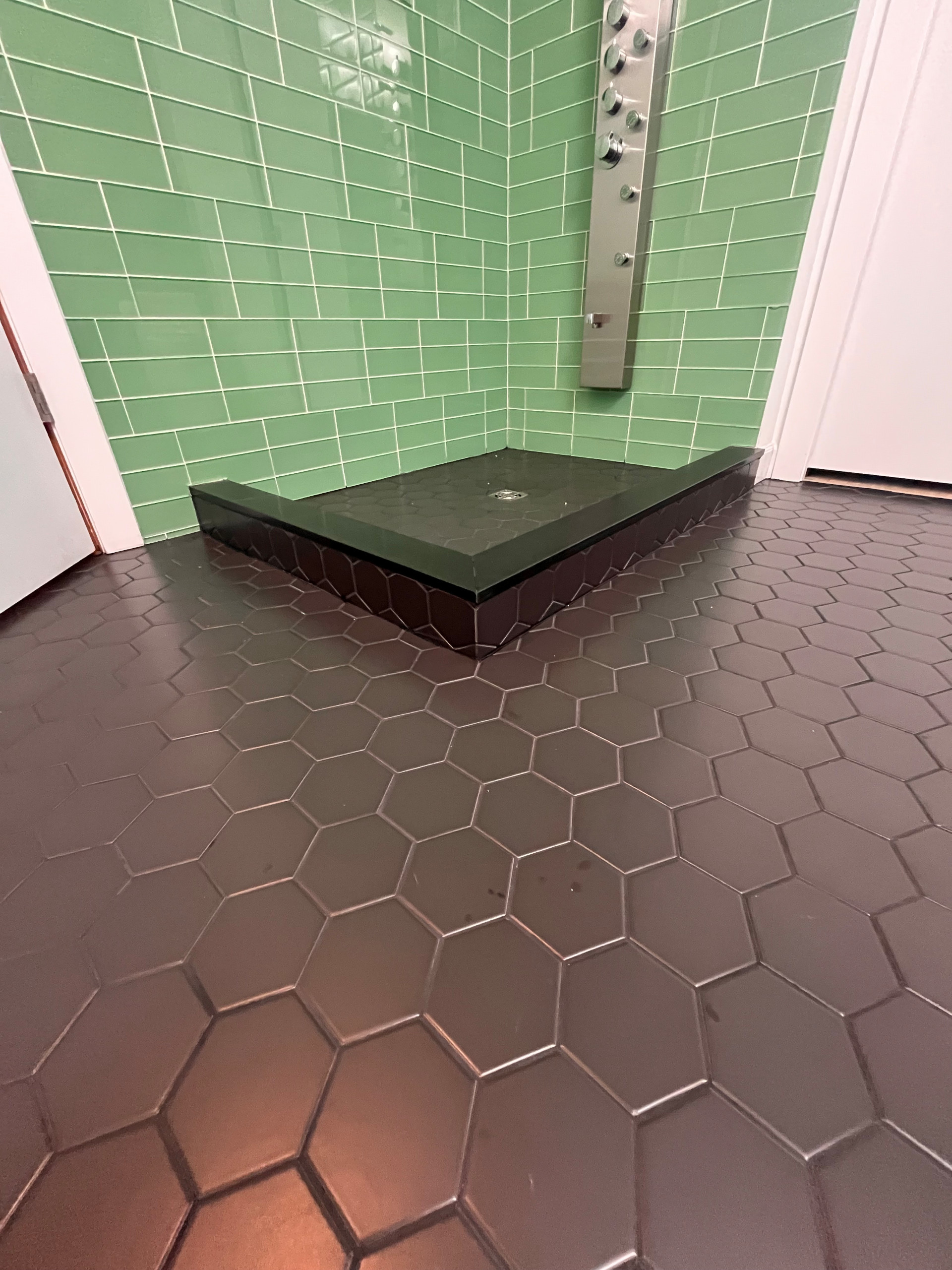 Green glass shower