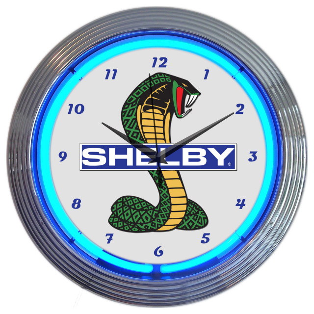 Shelby Cobra Ford Olp Mustang Neon Clock Modern Game Room