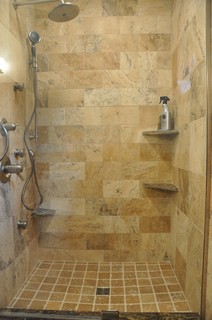 tuscan wave stone shower - eclectic - bathroom