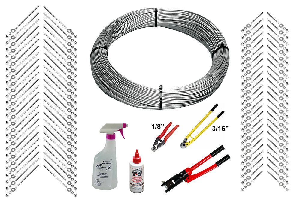 Full Deck Cable Railing Kit - 1000' Stainless Steel Cable, 1/8" Diameter Cable