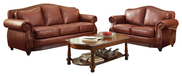 Homelegance Midwood 5-Piece Living Room Set, Dark Brown Leather