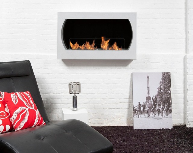 Oviedo White Wall Mounted Ethanol Fireplace minimalistisch-wohnbereich
