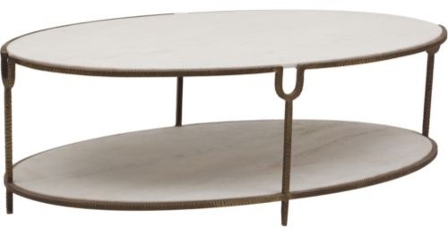Iron and Stone Oval Coffee Table