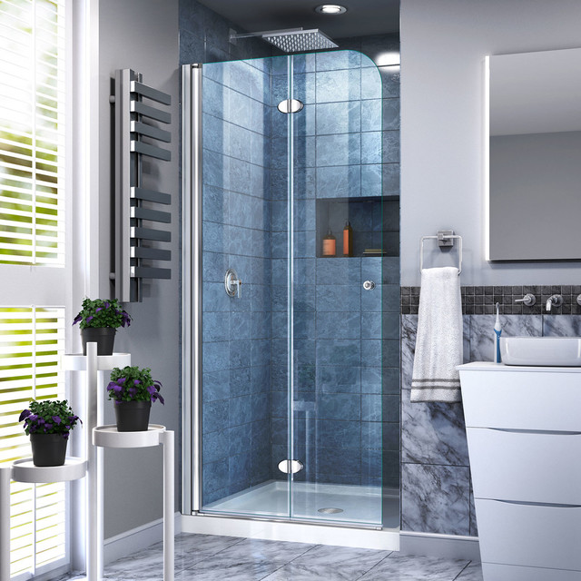 DreamLine Aqua Fold Shower Door Clear Glass Shower Door Modern Shower Doors by Luxvanity