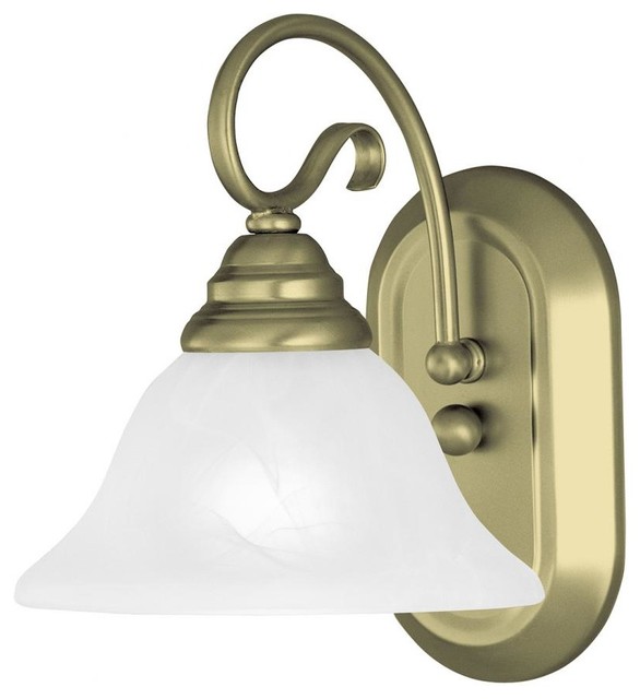 One Light Antique Brass Bathroom Sconce