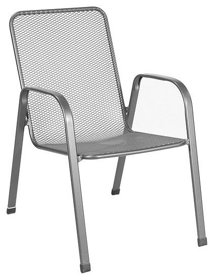 Verona Steel Stack Mesh Chair, Grey, Set of 4