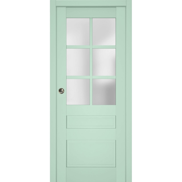 Sliding Pocket Door, Veregio 7339 Oliva & Frosted Glass, Rail, 18