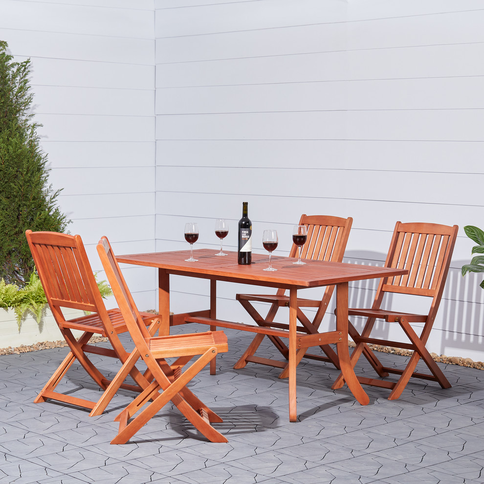 Malibu EcoFriendly 5Piece Wood Outdoor Dining Set Transitional