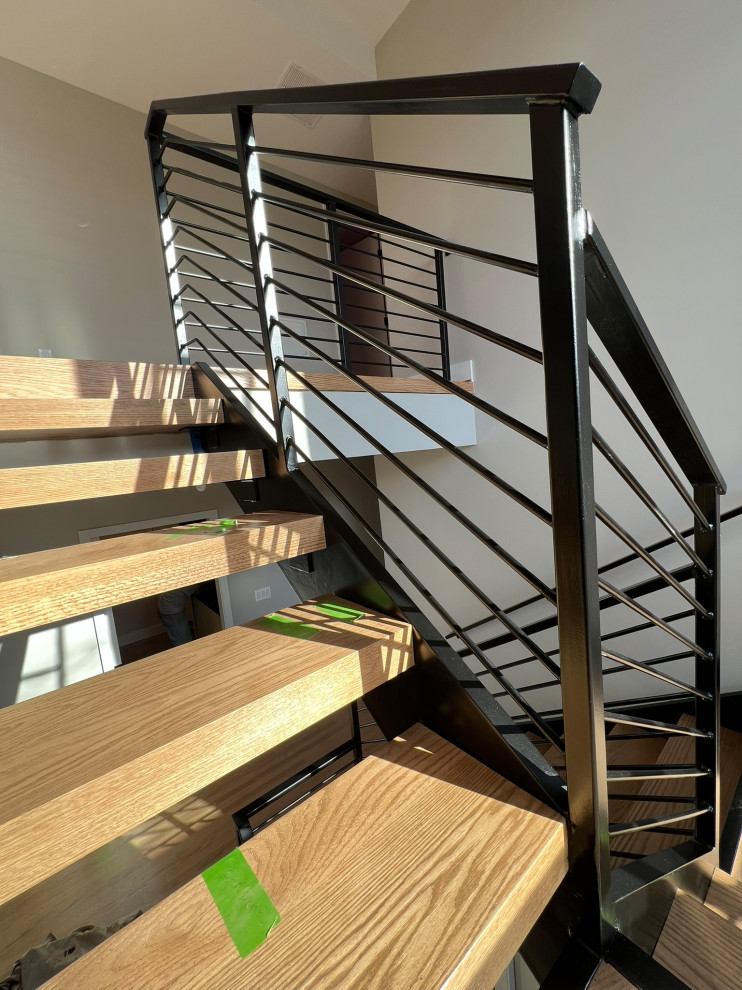 New metal staircase with metal railings