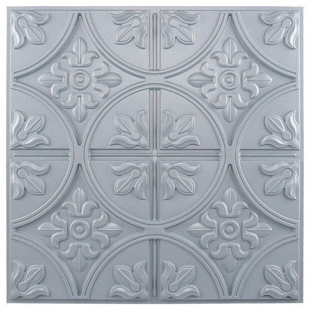 23.82"x23.82" PVC Glue Up Ceiling Tiles, Gray, 23.82"x23.82"x0.02"