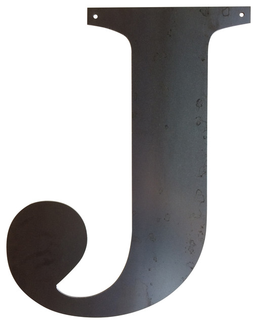 Rustic Large Letter "J", Painted Black, 24"