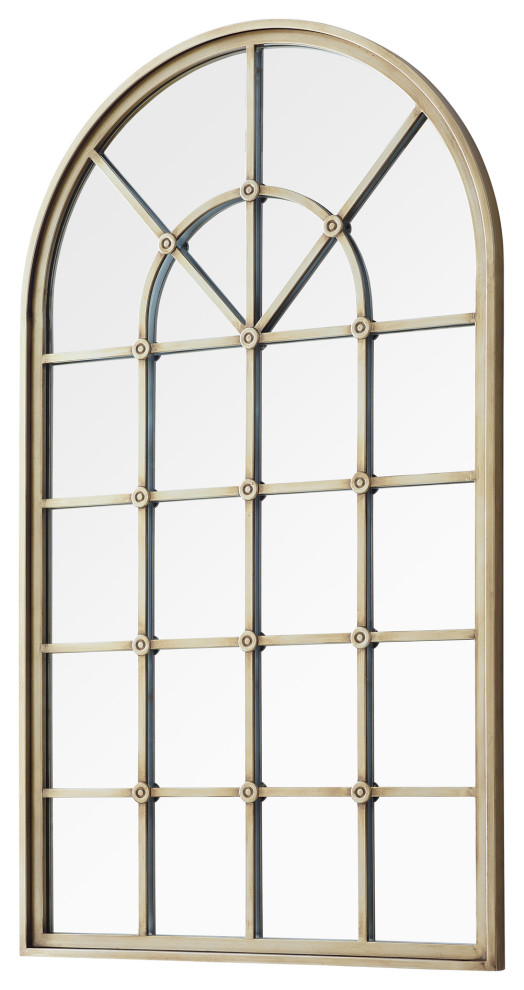 50" Arched Windowpane Mirror Transitional Wall Mirrors by Walker