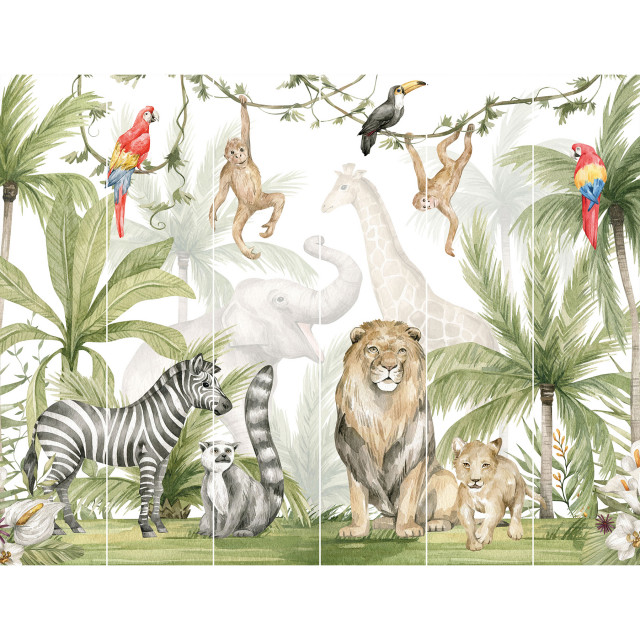 Jungle Safari Wall Mural Tropical Kids Wall Decor by Brewster