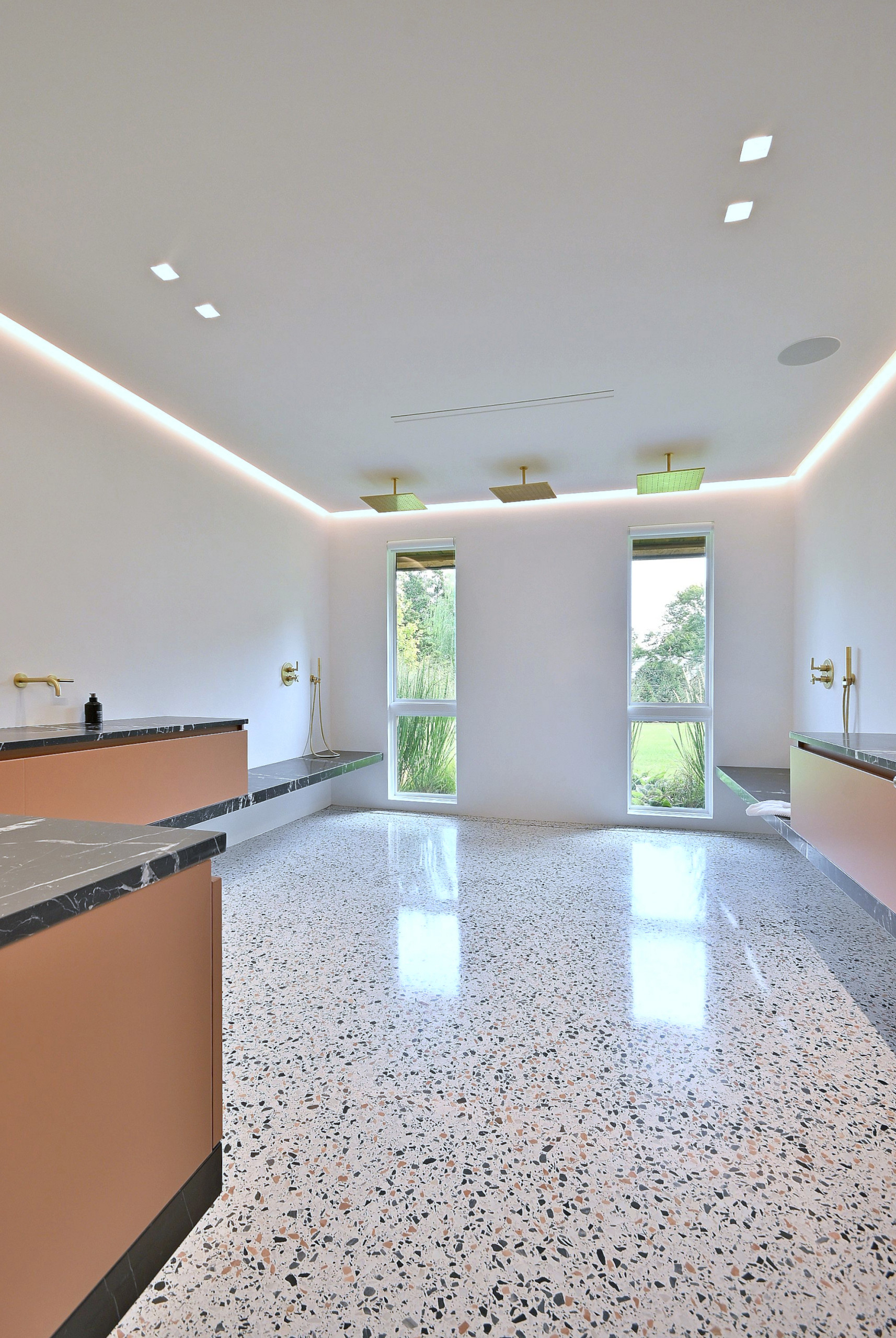 Modern Terrazzo Shower Room with Floating Details