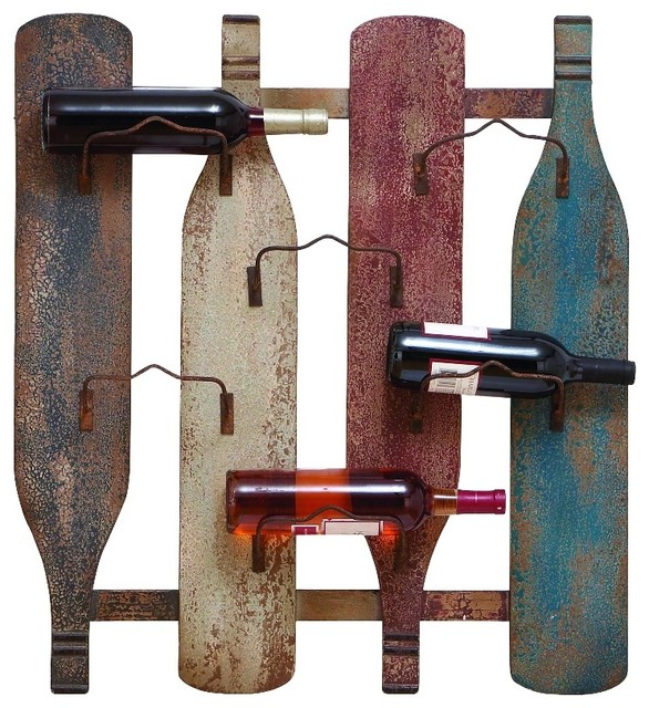 Bottle Multicolor Rustic Metal Wall 6 Wine Rack Holder Decor Bottle Multicolor Rustic Metal Wall 6 Wine Rack Holder Decor