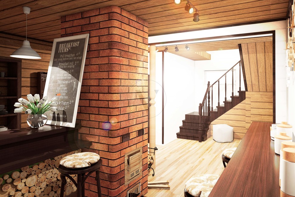 Барная стойка и лестница на второй этаж