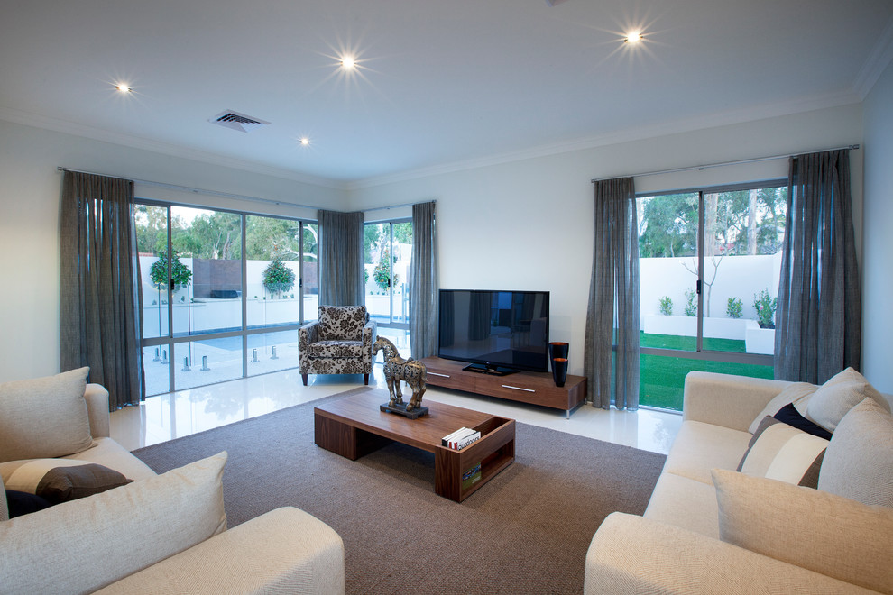 This is an example of a contemporary living room in Perth.