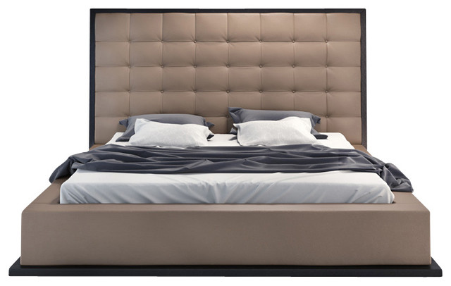 Ludlow Bed, Wenge / Taupe Leather, Queen