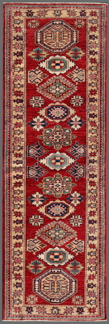 Pasargad Kazak Collection Hand-Knotted Lamb's Wool Runner, 2'4"x7'4"