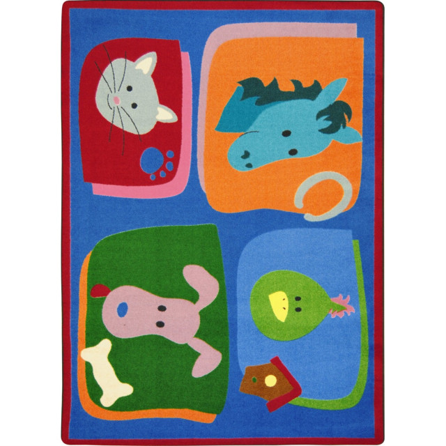 My Favorite Animals 3'10" x 5'4" area rug in color Multi Contemporary Kids Rugs by