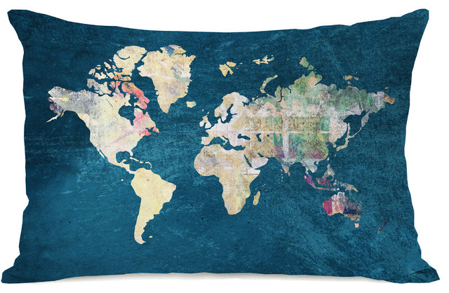 "Where To Next" Indoor Throw Pillow by OneBellaCasa, 14"x20"