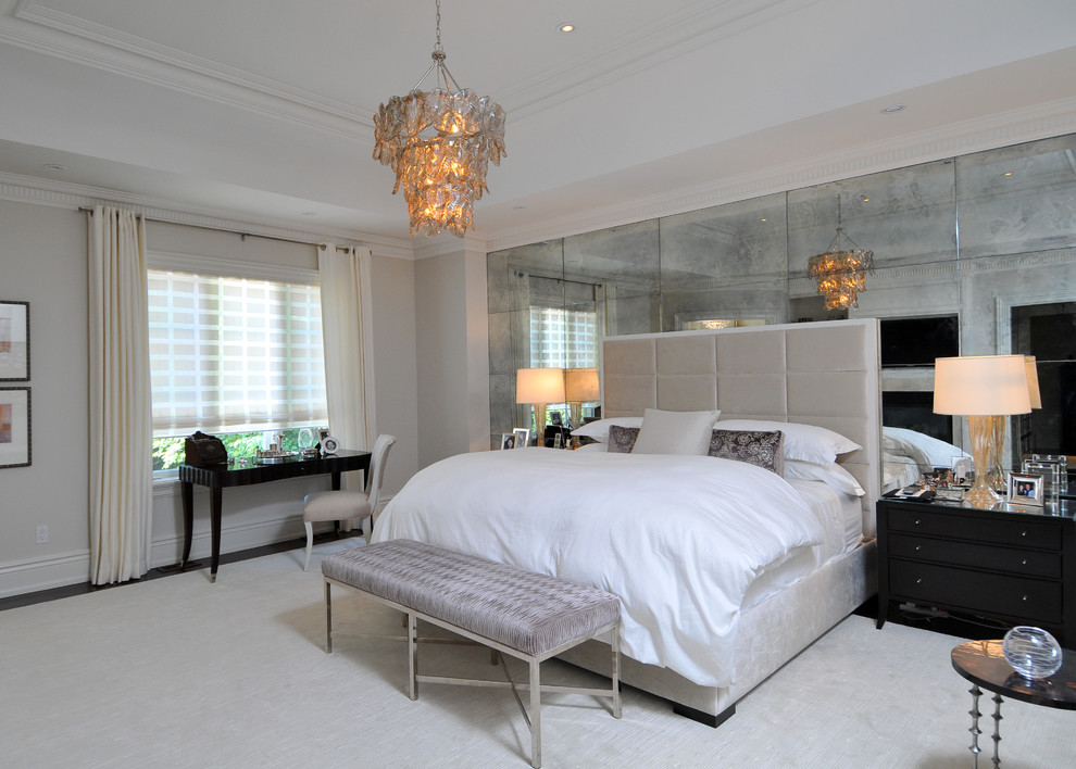 Design ideas for a contemporary bedroom in Toronto with beige walls.