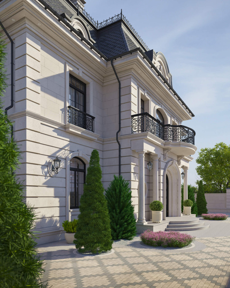 Архитектурный проект жилого дома с бассейном в классическом стиле. 1100кв.м.