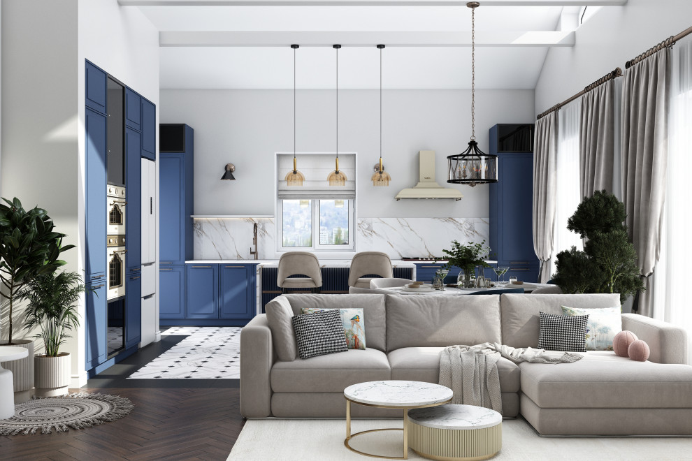 Кухня-гостиная в коттедже 2