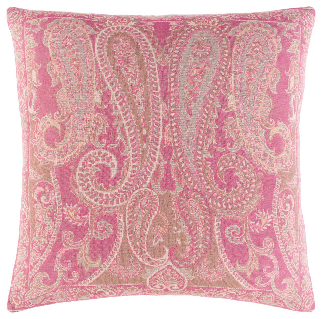 Boteh Pillow, Bright Pink, 20"x20", Cover Only