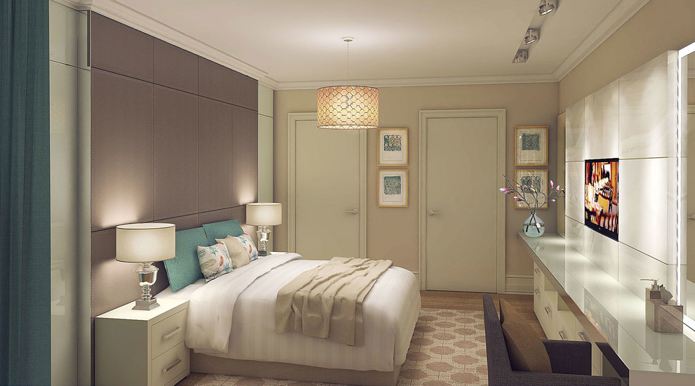 Спальня в мятных тонах с гардеробной