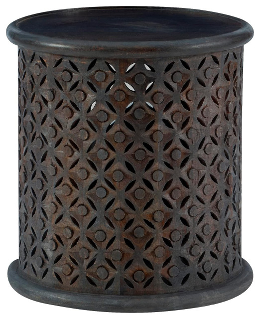 Farmhouse End Table, Unique Design With Rounded Hardwood Top