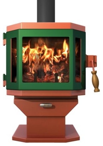 Catalyst Shimmering Rose Wood Stove With Adobe Tan Door