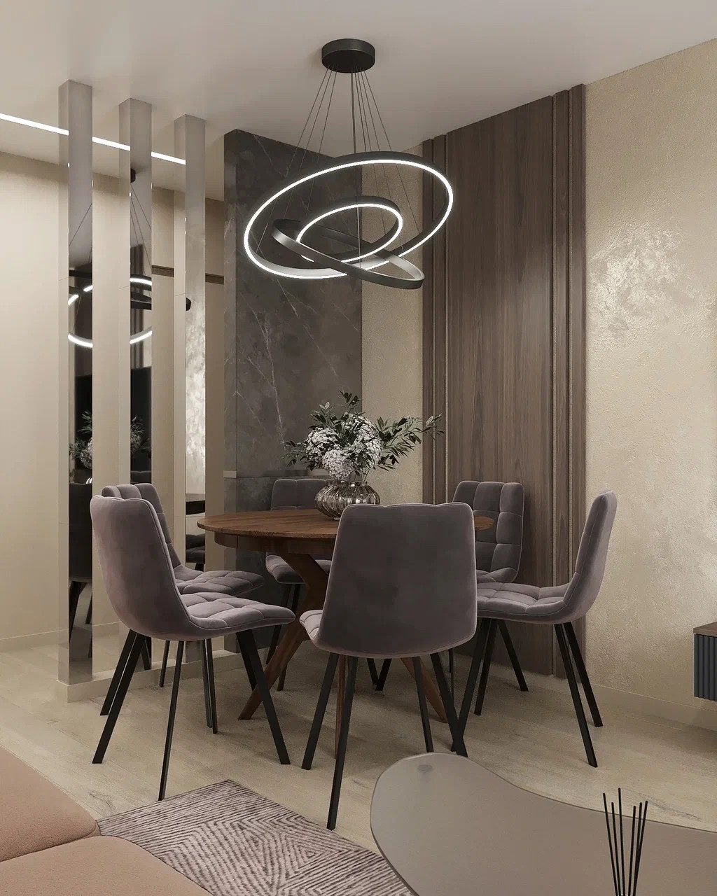 Квартира с двумя спальнями в современном стиле в теплых тонах