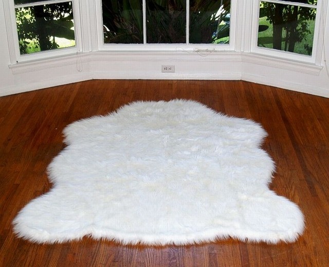 Faux Alaskan Polar Bear Rug White 4'10x6'8 Large