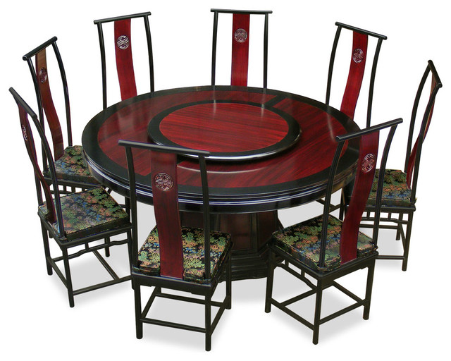 Round Dining Set With 8 Chairs, Ming Style Dining Chairs