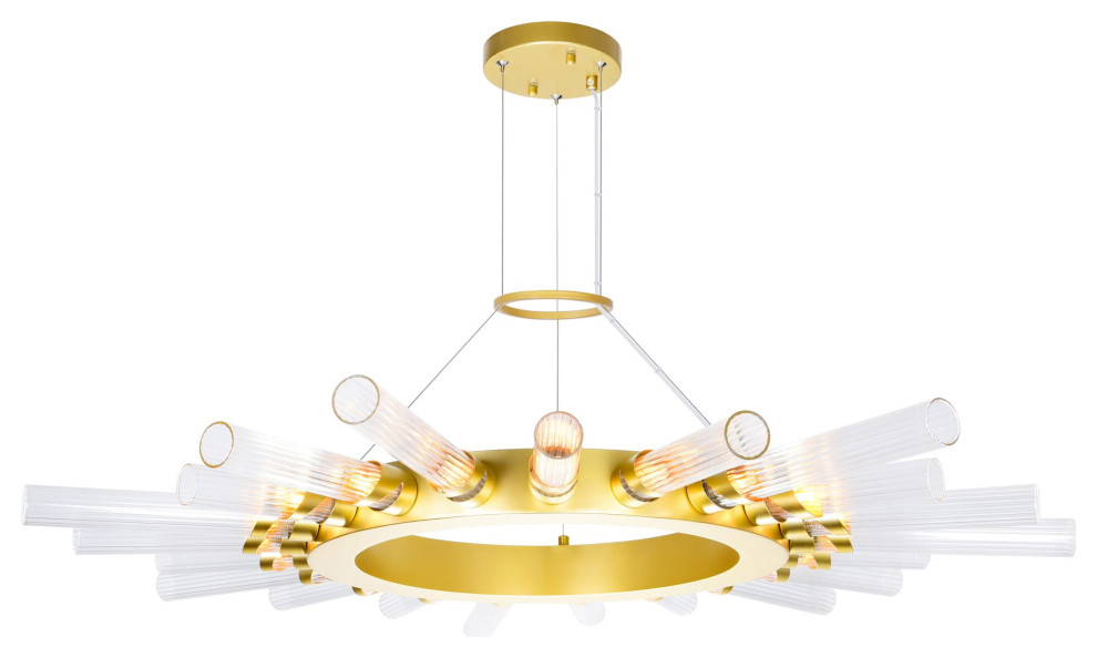 Collar 21 Light Chandelier with Satin Gold finish