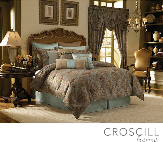 Croscill Home Laviano Aqua Queen Size 4 Piece Comforter Set Croscill Home Laviano Aqua Queen Size 4 Piece Comforter Set Contemporary Duvet Covers And Sets By Com
