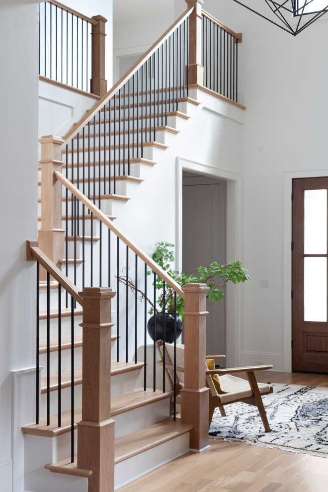 Inspiration for a transitional staircase remodel in Charlotte