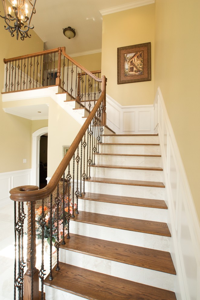 Williamsburg Foyer With Marble Risers