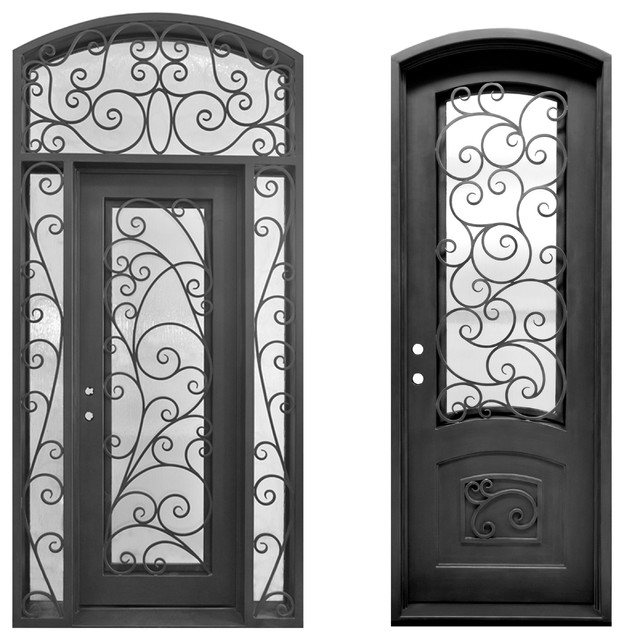 HighEnd Front Entry Wrought Iron Door With Same Style Single Door
