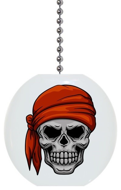 Skull With Orange Doo Rag Ceiling Fan Pull