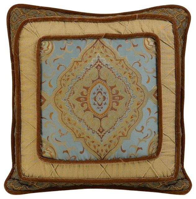 Damask Sky Blue Comforter Set Matching Throw Pillow Traditional