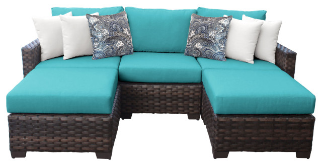 Kathy Ireland River Brook 5 Piece Wicker Patio Furniture Set Aqua Tropical Outdoor Sofas By Tk Classics Houzz Kathy Ireland River Brook 5 Piece, Hampton 7 Piece Outdoor Wicker Patio Furniture Set 07a