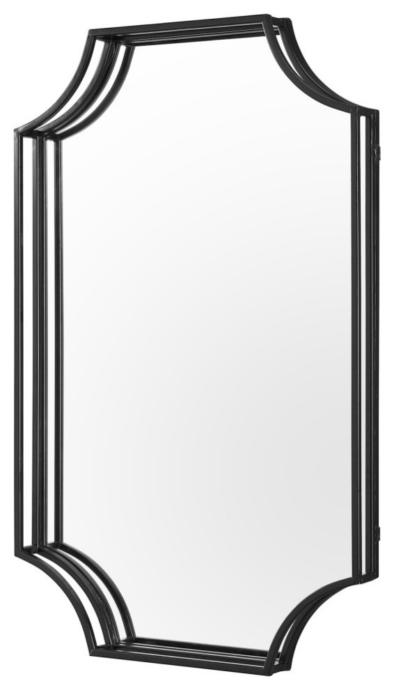 32" Rectangle Notched Corner Metal Framed Mirror Transitional Wall Mirrors by Walker