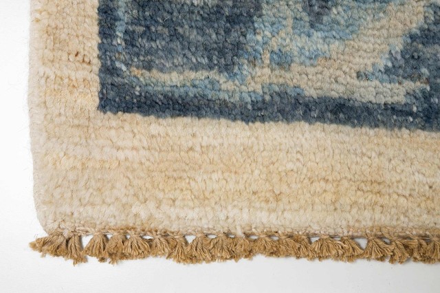 Aqua Teal Navy Blue Ivory Ikat Rug 10x15 Rectangle