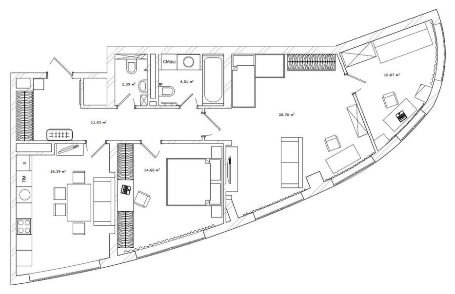 Квартира в стиле фьюжн (ЖК Дирижабль).