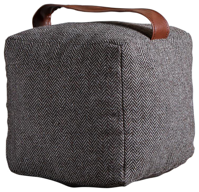 Herringbone Grey Cube Door Stop
