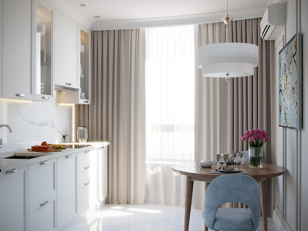 Дизайн небольшой кухни в пастельных тонах