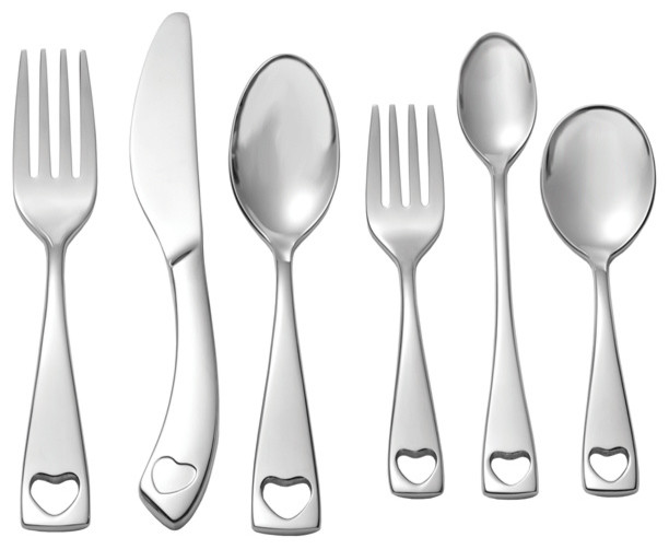 Oneida Little Love 6Piece Children's Flatware Set Traditional Baby And Kids Silverware by