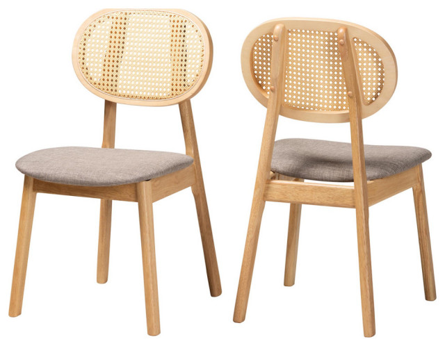 Nurul 2-Piece Dining Chair Set, Gray/Natural Oak